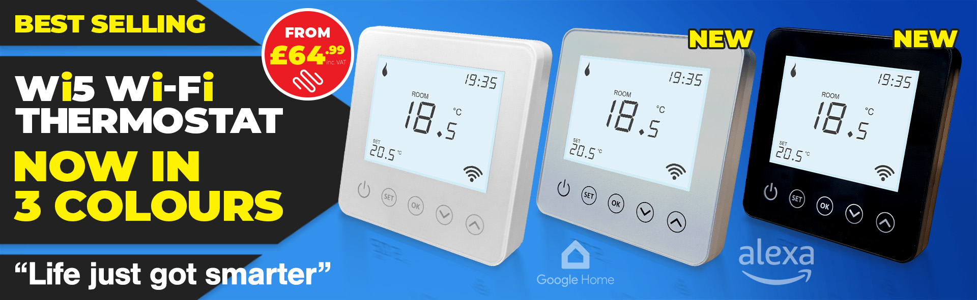 Underfloor Heating World UWi5 Wi-Fi Thermostat Now In 3-Colours